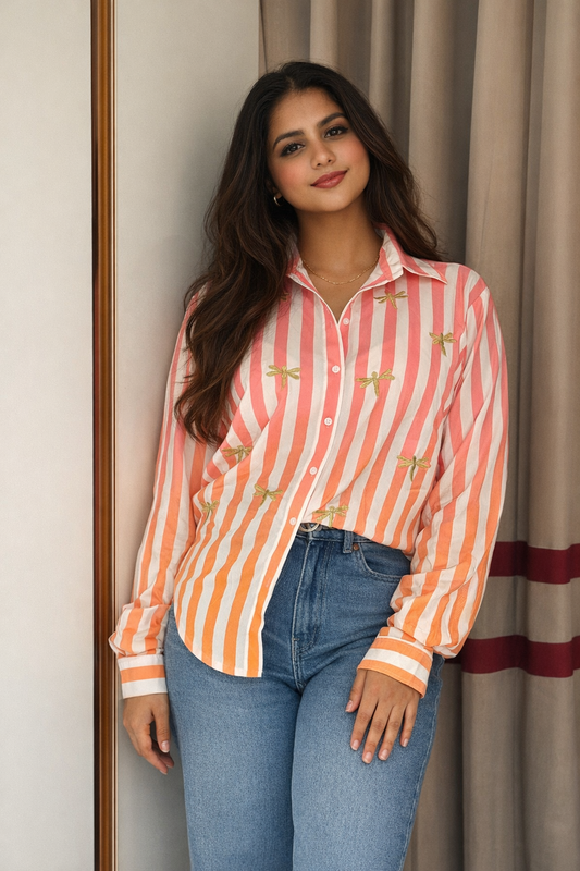 ombre shirt with embroidery