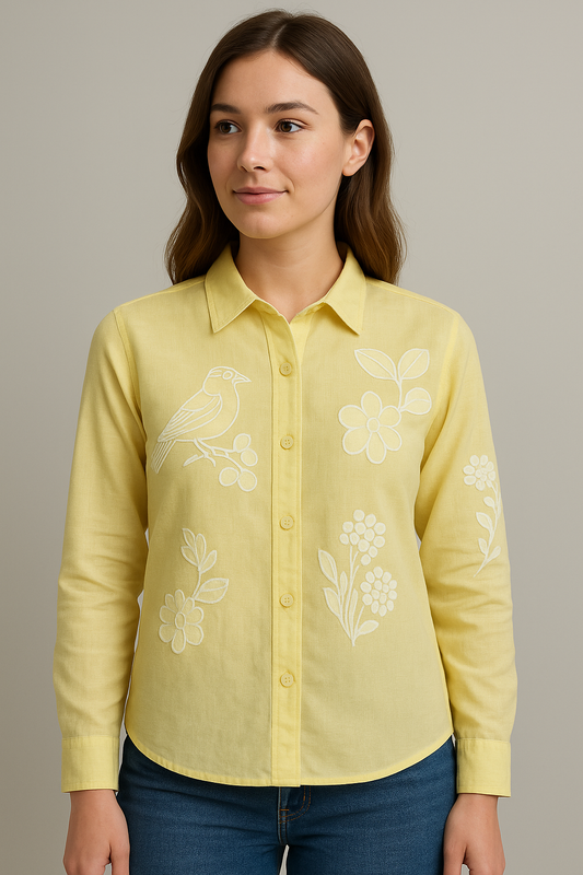 Organza Yellow Birdy Shirt
