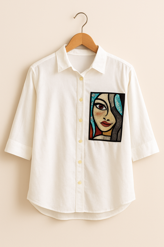 White Shirt With Hand Work